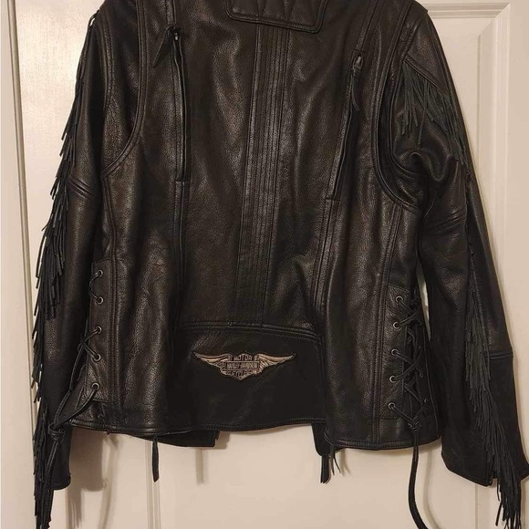 NWOT Harley Davidson Leather Jacket Women's XL Black Lined Fringe - Picture 6 of 9